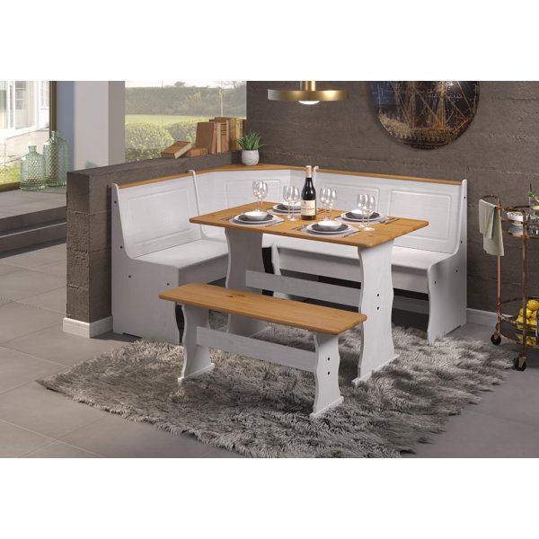 Rosalind Wheeler Paterno corner bench, table, small bench white, honey